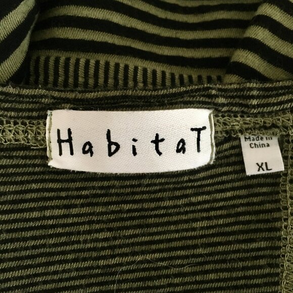 Habitat Sz XL Green Black Striped Artsy Lagenlook Cardigan Jacket Topper Blouse - Picture 8 of 10